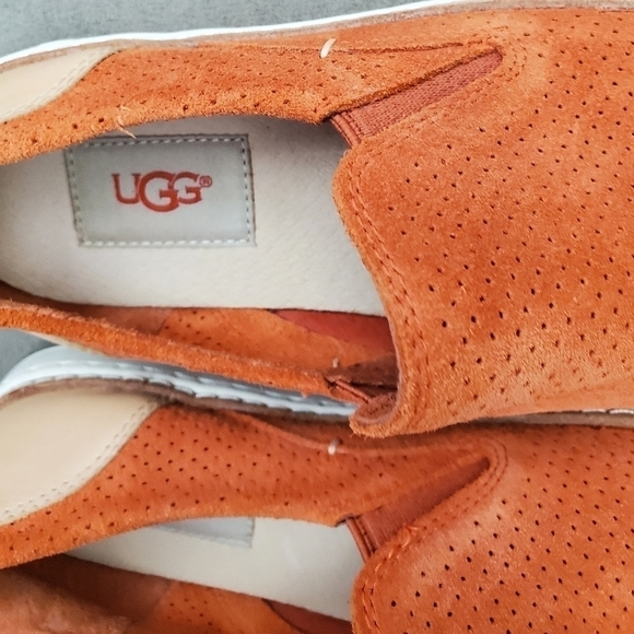 UGG Adley Perf FireOpal Suede/Leather Elastic Goring Women Sneaker - Picture 4 of 9